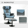 thumbnail image 4 of HOMCOM Recliner Chair with Ottoman, Video Gaming Chair,  Racing Style Upholstered Swivel Recliner with Footrest, Headrest and Lumbar Support, Grey and Blue, 4 of 9