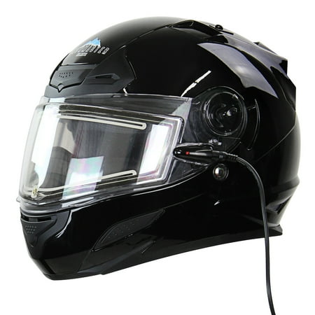 Snow Helmet Snowmobile Sled - Snow Master TS-44 Black Full Face Snowmobile Helmet