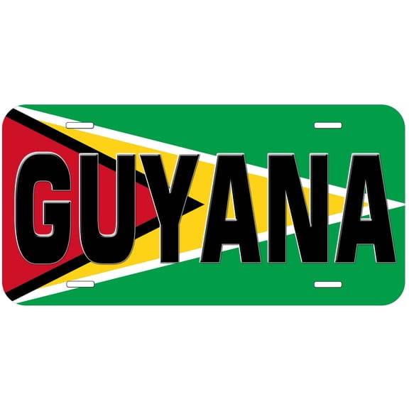 Guyana Flag With Country Name Novelty Car Auto License Plate