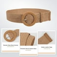 thumbnail image 5 of Straw Woven Elastic Stretch Belts Women, Wide Boho Braided Dress Belts with Wooden Style Buckle, 5 of 7