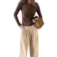 thumbnail image 4 of Seamless Women'S Long Sleeve Crop Yoga Top - High Stretch, Ideal for Gym & Yoga Brown XXL, 4 of 9