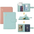 thumbnail image 2 of Passport Holder for Travel women/Men, Cute Passport Wallet Rfid Blocking Card Slots, Rfid Passport Cover/CaseTravel Wallet, Passport Book Holder-Pink Aqua green2, 2 of 7