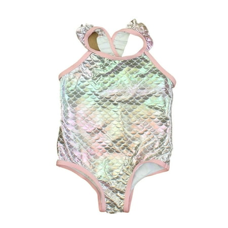 

Pre-owned Pink Platinum Girls Silver | Pink 1-piece Swimsuit size: 24 Months