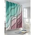thumbnail image 5 of Green Ombre Waterproof Fabric Shower Curtain, Modern Geometric Abstract Dark Red Cream Shower Curtain for Bathroom Curtains Bathtubs Hotel Washable Shower Curtains with 12 Hooks Extra Long 72x96, 5 of 6