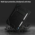 thumbnail image 3 of Dteck for iPad 10th Gen 10.9 inch 2022, Heavy Duty Shockproof Rugged Shoulder Strap Foldable Kickstand Cover with Pencil Holder, Black, 3 of 7