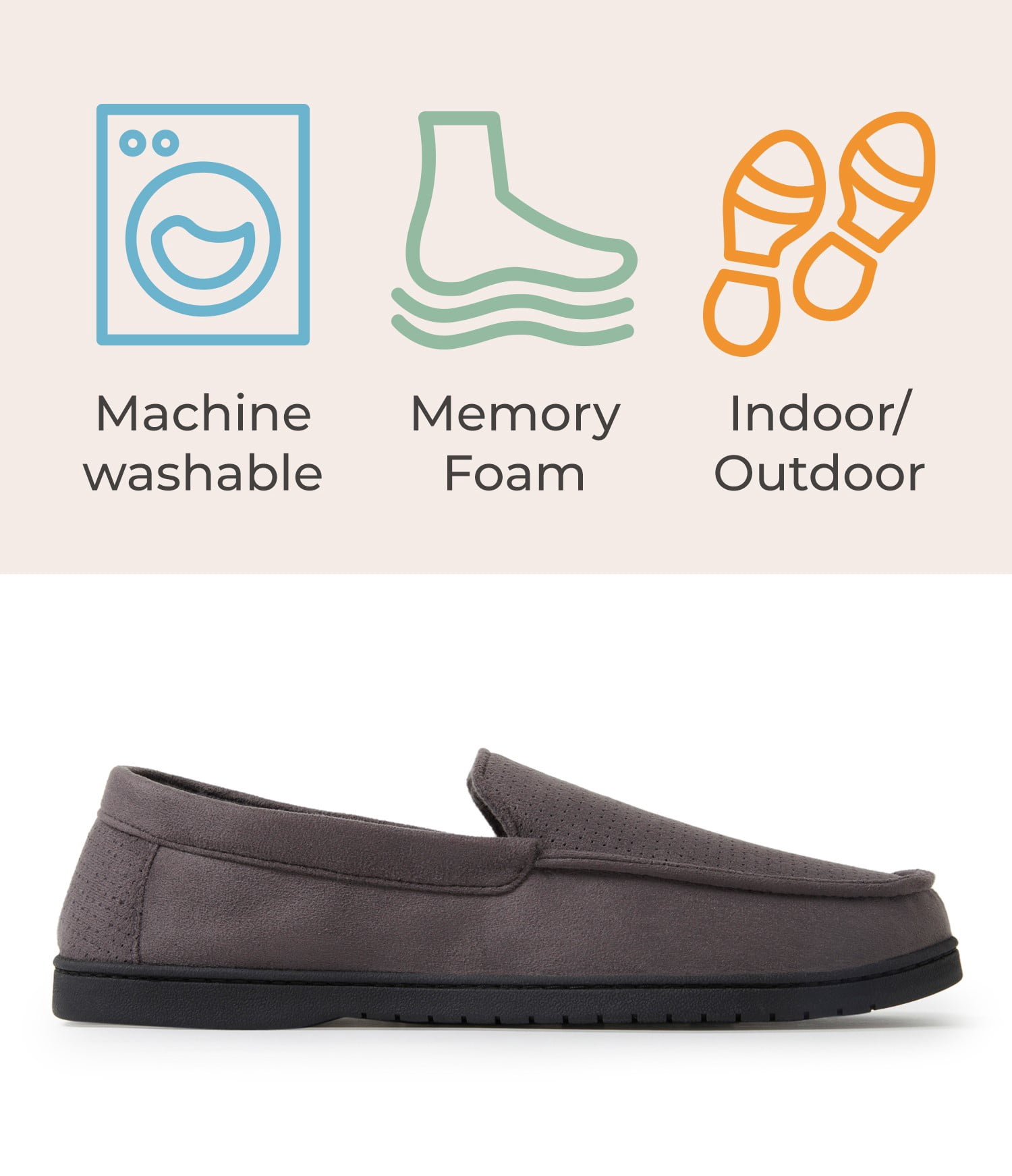 DF by Dearfoams Men's Jason Perf Microsuede Moccasin Slippers