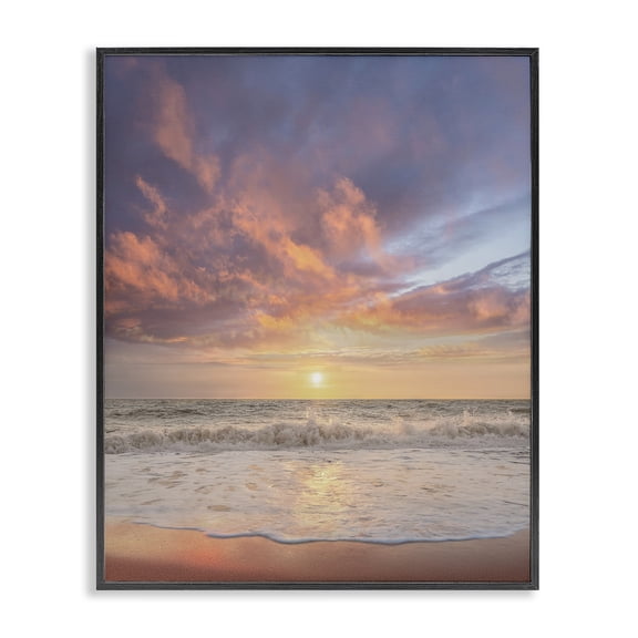 Stupell Industries Tropical Sunlit Clouds over Beach Black Framed Giclee Art, 11 x 14, by Mike Calascibetta