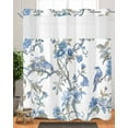 thumbnail image 2 of Anzona No Hook Shower Curtains, Blue Spring Floral Standard Bathtub Curtains with Snap in Liner, Birds Summer Flowers Botanical Waterproof Washable Fabric Bathroom Shower Curtain Sets, 72" x 72", 2 of 4
