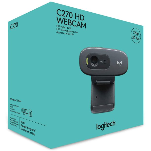 Logitech C270 HD Webcam, 720p, Widescreen HD Calling,Light Noise-Reducing Mic, For Skype, FaceTime, Hangouts, PC/Mac/Laptop/Macbook/Tablet - Black - Walmart.com