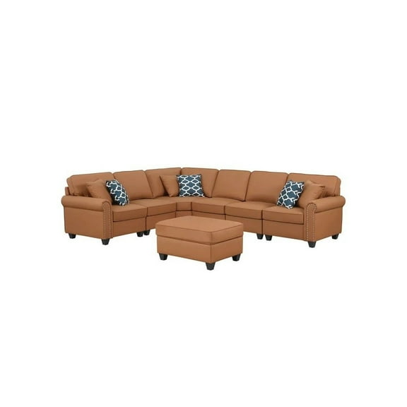 Devion Furniture Bozhanka Artificial Leather Modular Sectional With Ottoman