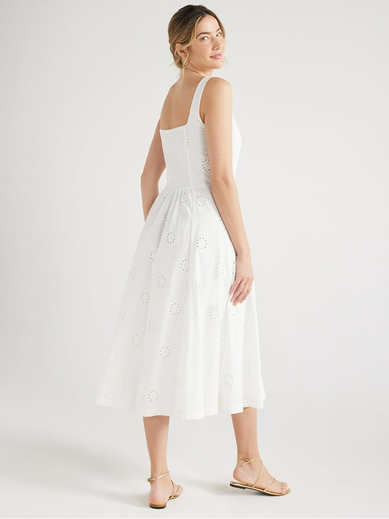 【送料&関税込】CourrA¨ges Multi Buttons Midi Dress Free Assembly Women's Sleeveless Cotton Eyelet Panel Midi