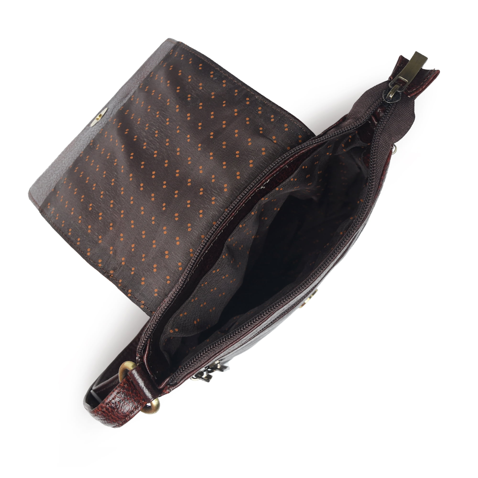 ADYAN Brown Genuine Leather Crossbody Messenger Bag for Men and Women Travel Shoulder Bag with Adjustable Straps Compact Stylish Everyday Pouch for Office Work and Casual Use 7x8.5x1.5 Inch