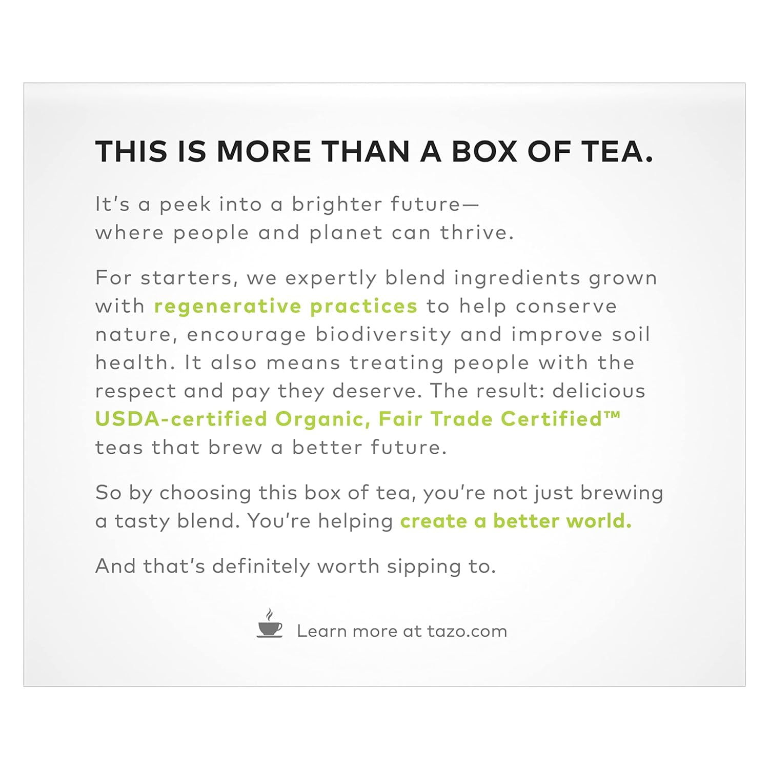 TAZORegenerative Organic Zen Green Tea Bags, 36 Count (Pack of 4)
