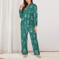 thumbnail image 2 of Fotbe teal green paw Pattern Long Sleeve Pajama Set for Women,Sleepwear Set,2-piece Loungewear Set,Soft PJs Comfy Nightwear with Pockets-Medium, 2 of 7