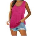 thumbnail image 2 of Qwertyu Plus Size Tank Tops for Womens Casual Summer Boho Shirts with Button Loose Sleeveless Tunic Tops Hot Pink 5X, 2 of 7