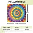 thumbnail image 2 of Colorful Rainbow Tie Dye Spiral Pattern Square Fitted Tablecloth with Elastic Edge,Square Table Cover,Washable Elastic Table Cover for Home Kitchen Party Decor 34"x34", 2 of 6