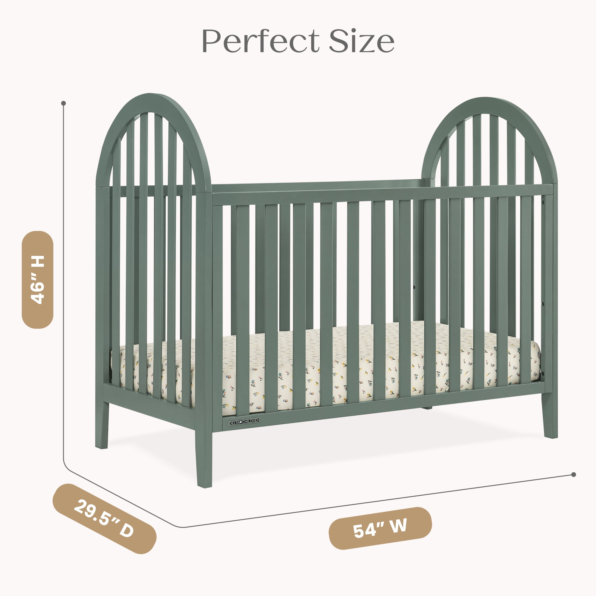 Delta Children Milano 4-in-1 Convertible Crib - Greenguard Gold Certified, Grassy Glen