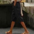 thumbnail image 4 of UAMVSH Bermuda Shorts for Women Knee Length Casual Drawstring Linen Shorts Button Side Split Summer Beach Shorts with Pockets, 4 of 7