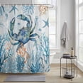 thumbnail image 4 of Teal Crab Shower Curtains for Bathroom, Coral Starfish Underwater Marine Life Coastal Washable Fabric Shower Curtain with Hooks Waterproof Bathroom Decor Sets, 60 x 72 Inches, 4 of 8