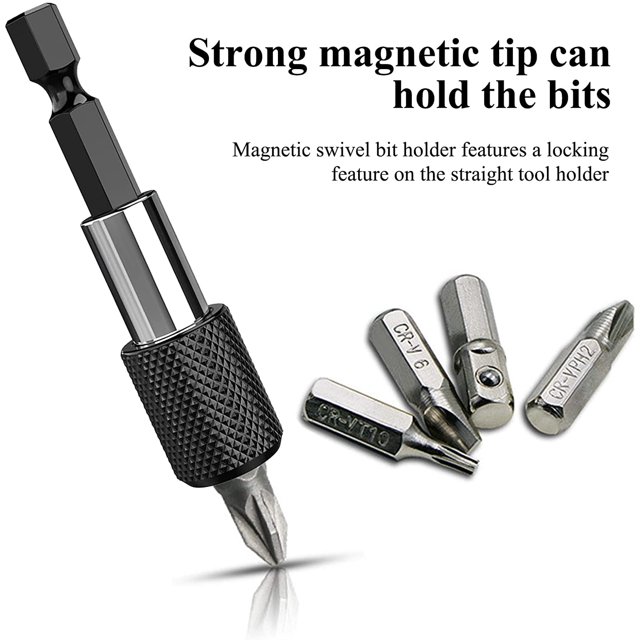 Soporte magnético para puntas de 5 piezas, soporte para puntas de destornillador de impacto de 1/4 pulgadas y 60 mm, para paneles de yeso y tornillos de montaje rápido en placas de yeso, negro XianweiShao 8390605029233