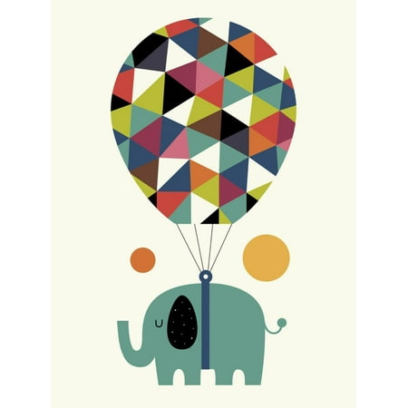 Dream Home Great Room Fly High and Dream Big Whimsical Elephant Balloon Childrens Room Nursery Print Wall Art By Andy Westface ()