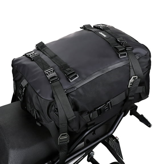 Motorcycle Bag Tail Bag Waterproof Large Capacity Backpack Pannier Bag Versatile Bag with straps (Black, 30L)