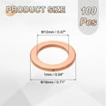 thumbnail image 2 of 100 Pack M12 Flat Washer Copper Washer Sealing Rings, 12mm ID 18mm OD 1.5mm Thick, 2 of 6