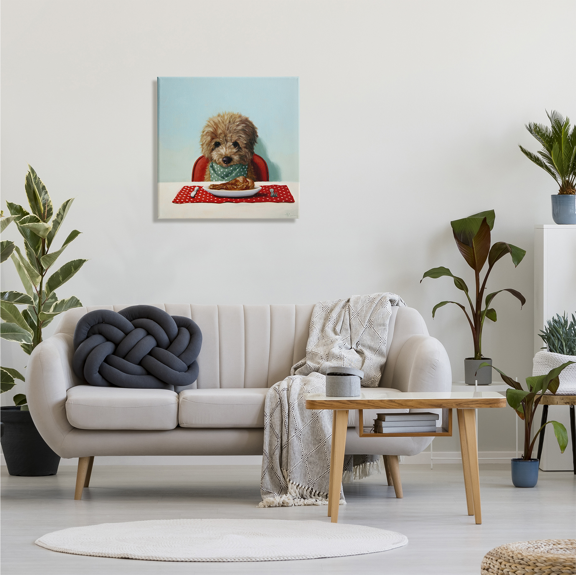 Stupell Industries Fluffy Pet Dog At Dinner Table Turkey Leg, 24 x 24, Design by Lucia Heffernan