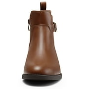 HARVEST LAND Women Chelsea Boots Brown Buckle Ankle Boots Fashion Soft Flat Booties for Female Size 10