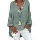 thumbnail image 1 of Blusa de lino blusa de mujer túnica blusa de cuello en V camisa de manga larga, 1 of 6