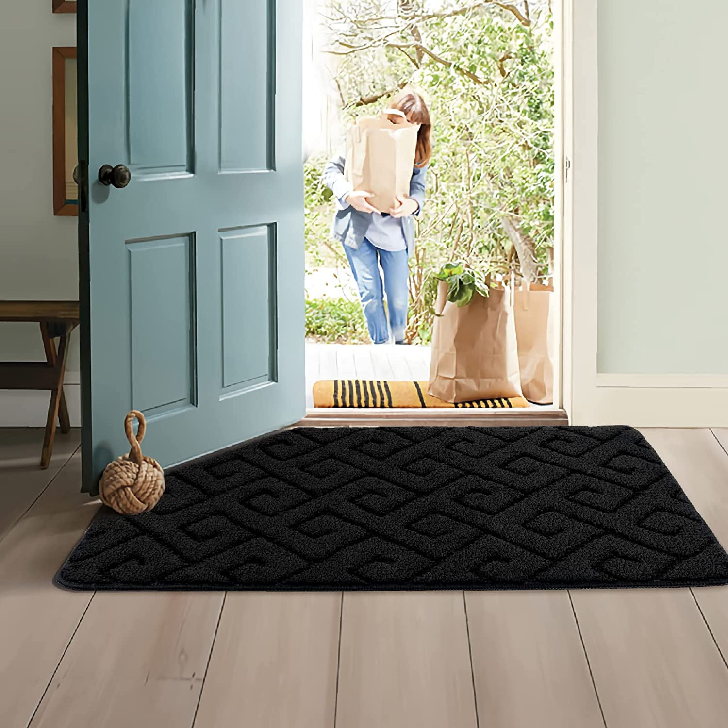 Walensee Indoor Doormat, Front Door Mat for Entrance, 36"x59" Black