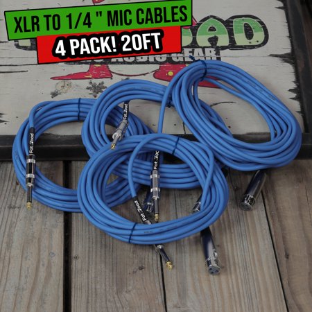 XLR Female to 1/4 Male Jack Microphone Cables Fat Toad 4 Wire Mic Cord Pro-Audio