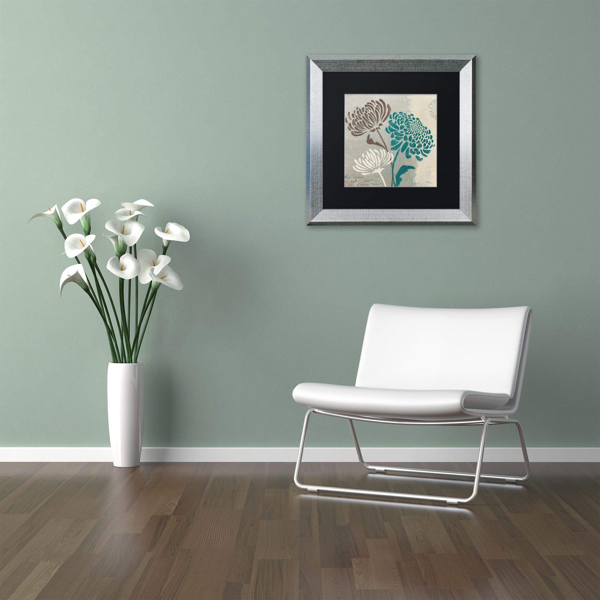 Trademark Fine Art "Chrysanthemums II" Canvas Art by Wellington Studio Black Matte, Silver Frame