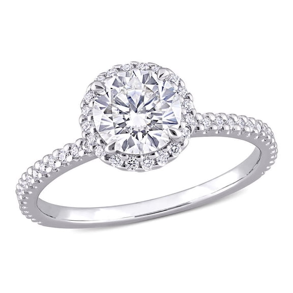 AMOUR 1 1/4 CT DEW Created Moissanite Halo Ring In Sterling Silver