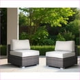 thumbnail image 6 of Outdoor Lounge Chairs 2-Piece Walnut Brown Armless Wicker Set with Cushions | Wicker | Solid Back, 6 of 8