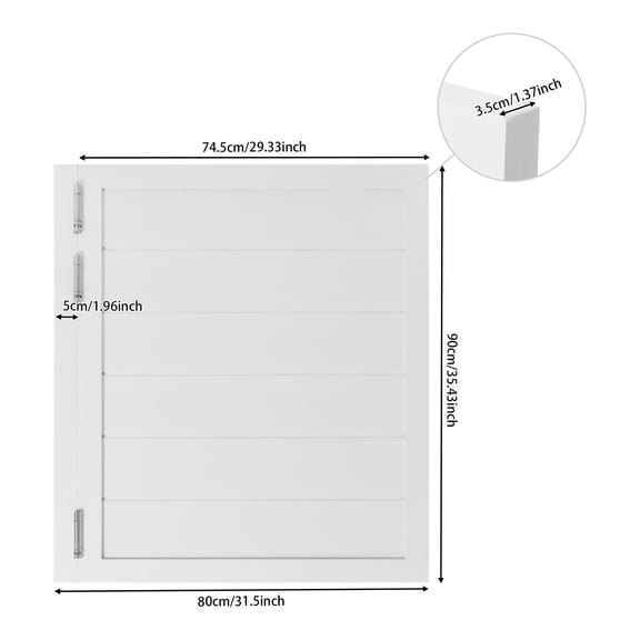 White 180° Partition Door Entrance Single Door 80cm*90cm Wooden Swing Door