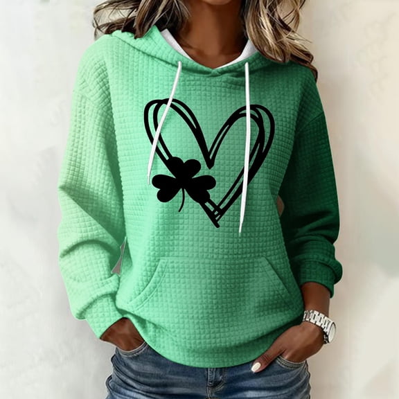 Otvok Womens Casual Long Sleeve Print Ladies Hooded Sweatshirt Tops Blouse