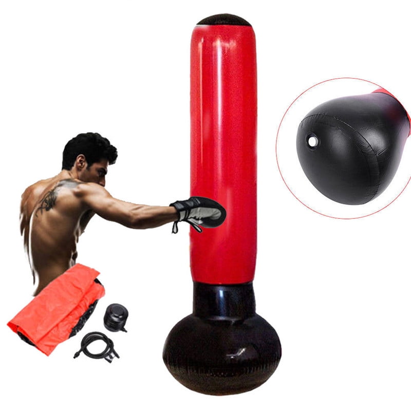 63 Inch Red Free Standing Inflatable Punching Bag Stand Speed Boxing Training PJ