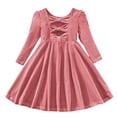 thumbnail image 1 of MIASHUI Robe à Manches Longues pour Filles avec Nœud Élégant et Design Délicat pour Rose, 3-4 Ans, 1 of 6