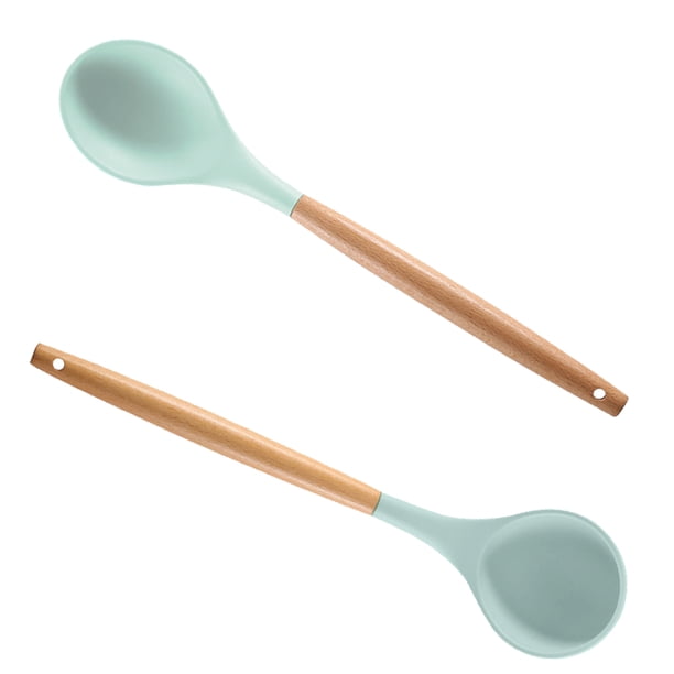 Utensilios de cocina determinados del silicón del utensilio de la cocina, herramientas determinadas de los utensilios de cocina 2pcs de madera