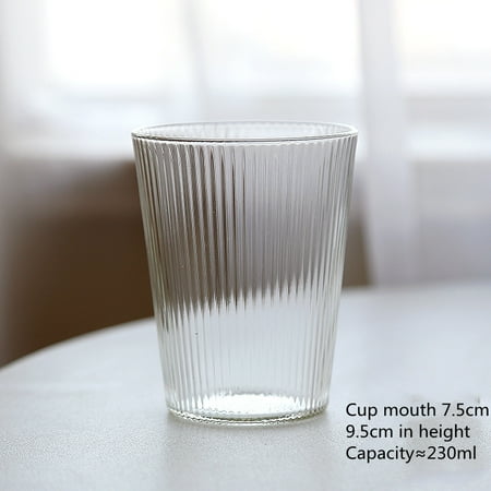 

Livesture Vertical Stripe Glass Tea Cup Rib Pattern Tea Set Net Red Water Cup Transparent oblique cup coast