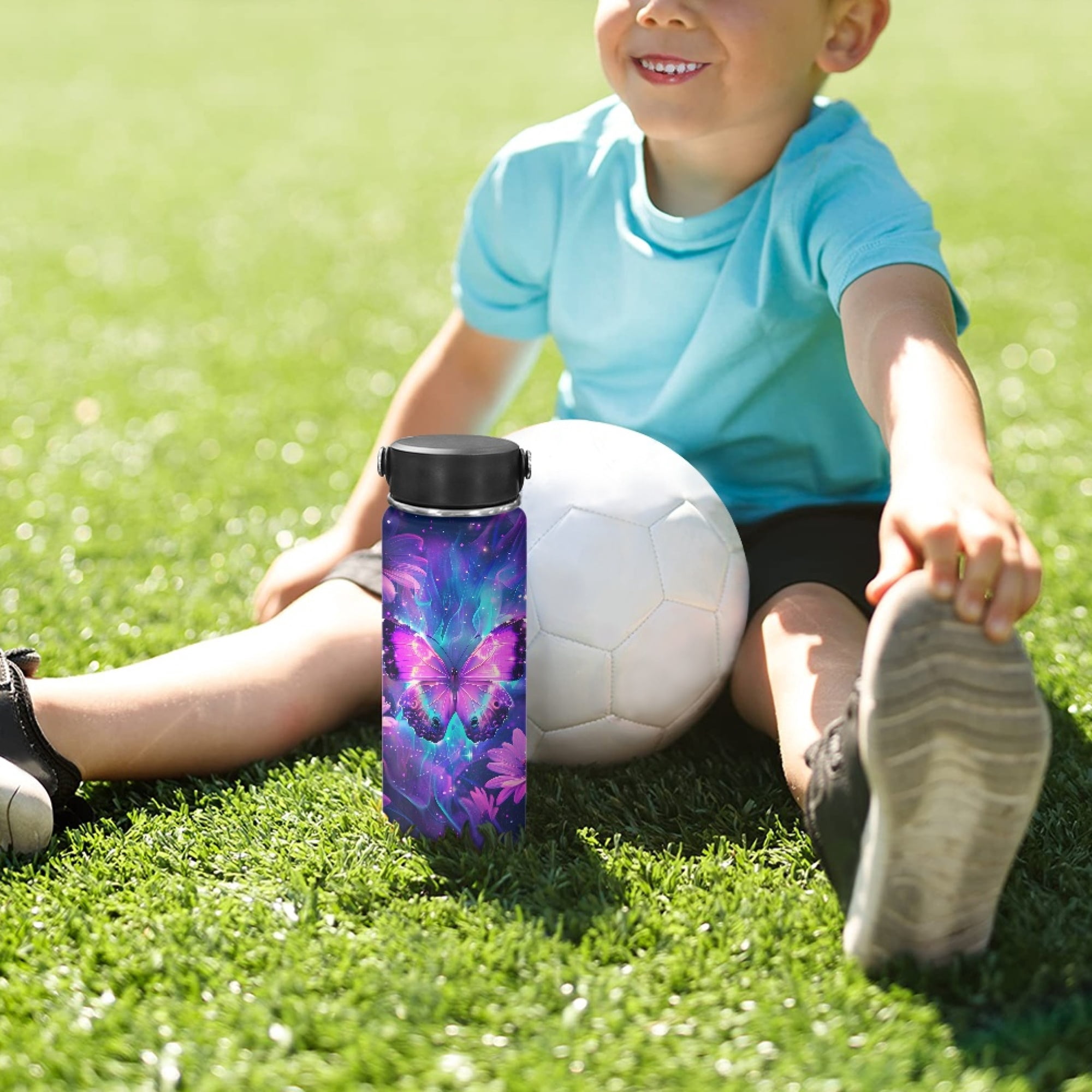 SEANATIVE Galaxy Butterfly Water Bottle for Women Kids Water Bottle with Lid 20oz Insulated Stainless Steel Reusable Leak & Sweat Proof Sports Water Bottles for Girls