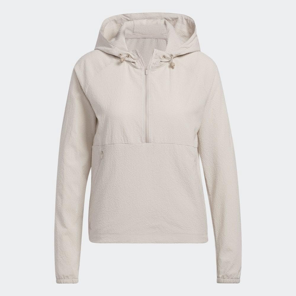 adidas Women's Standard Searsucker Quarter Zip Hoodie, Wonder Taupe, X-Small