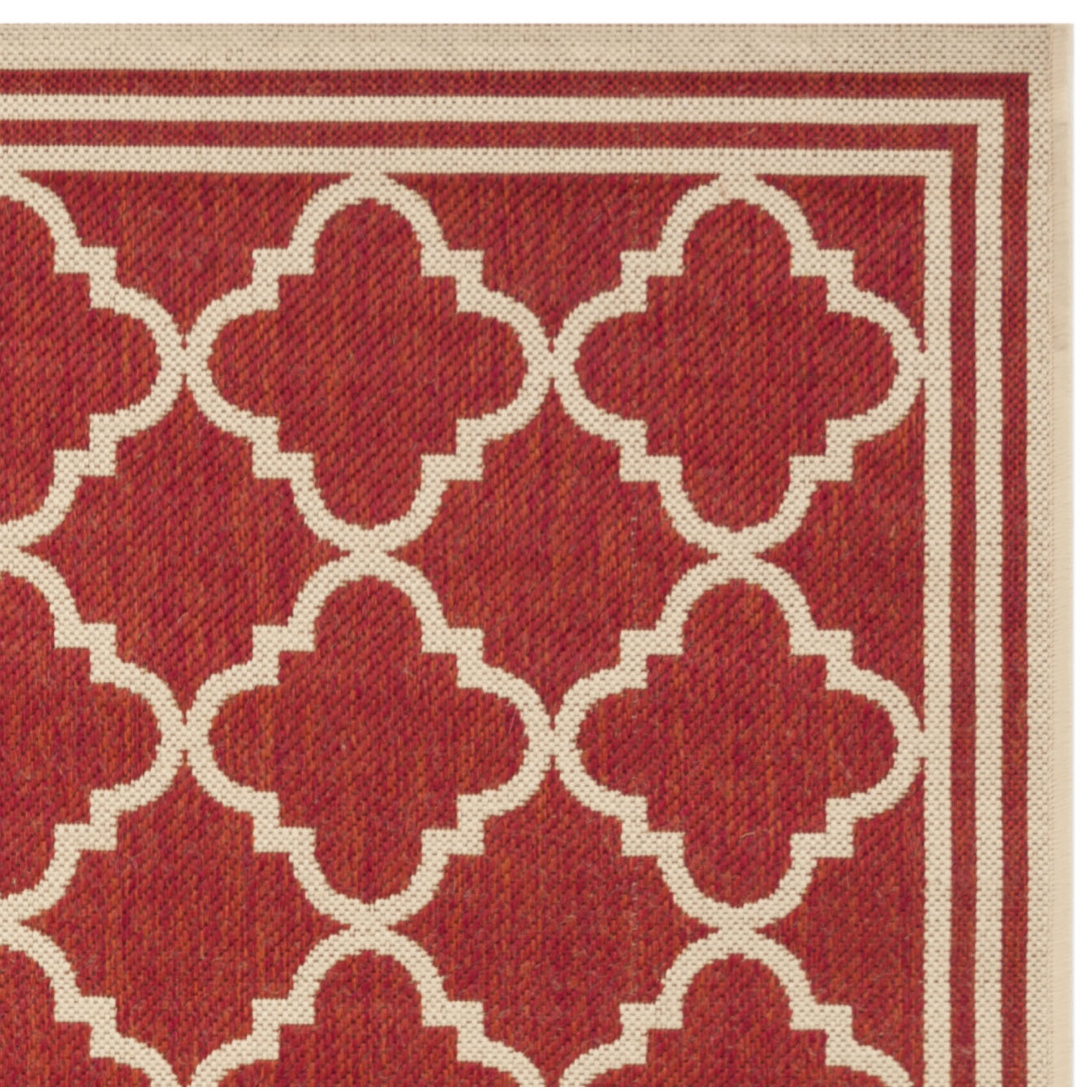 SAFAVIEH Outdoor LND121Q Linden Collection Red / Creme Rug