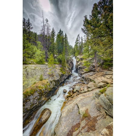 Colorado Cascade - USA, Colorado, Rocky Mountain National Park. Waterfall and river cascade. Print Wall Art By Jaynes Gallery