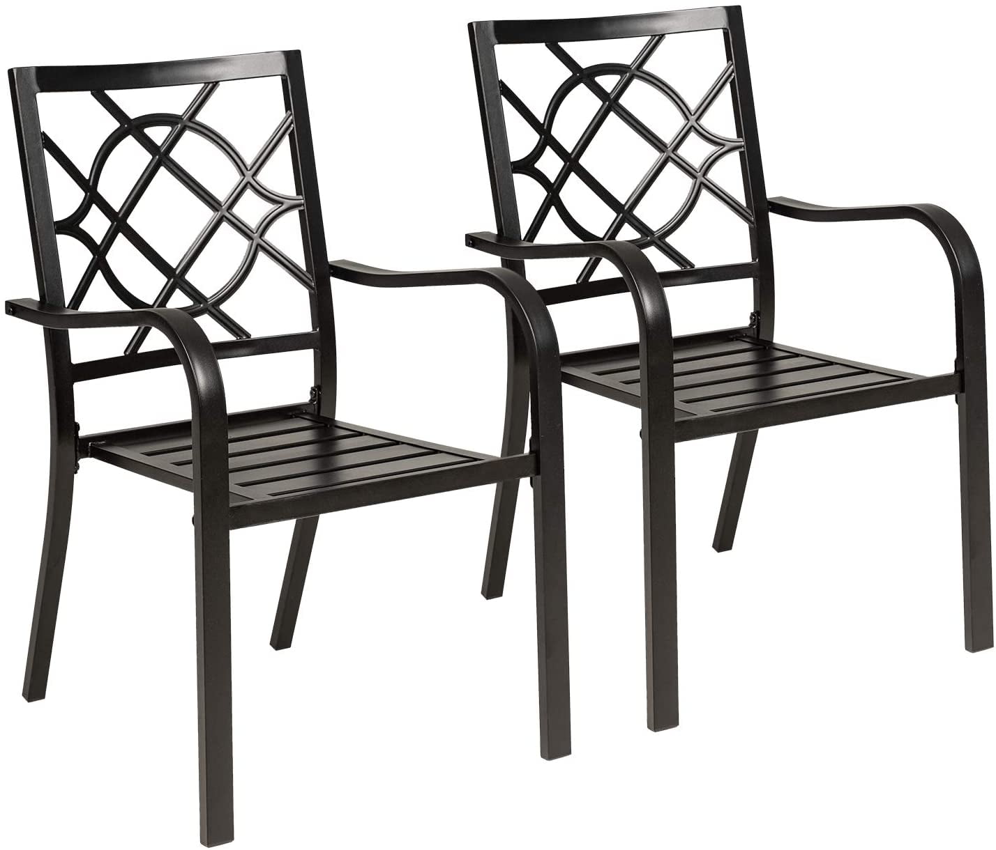 Industrial Dining Chair 2er Set Brown Armrest Iron Black