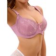 thumbnail image 4 of INSPIRE CHIC Women's 2 Pcs Bra Set Lace Push-up Underwire Support Full Coverage Bras Set D 46 White/Pink, 4 of 4