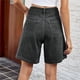 thumbnail image 2 of Pantalones cortos de mezclilla de talle alto hasta la rodilla for mujer pantalones cortos de cintura ajustable pantalones cortos de mezclilla largos Bermudas for niñas, 2 of 7