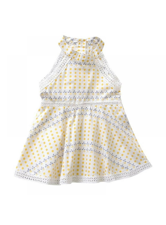 Small Fresh Baby Polka Dot Dress Topwoner Fashion Summer One-Piece Dress Yellow