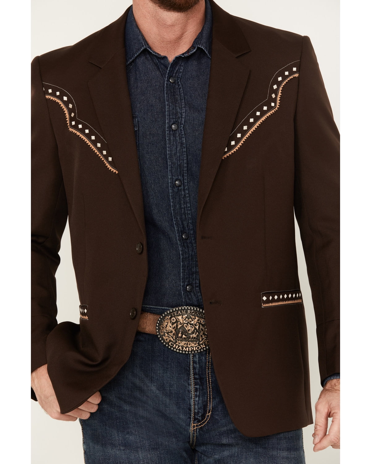 【DISCERNMENT】Overshoulder wool blazer Scully Leather Diamond Yoke Mens Blazer Brown - Walmart.com